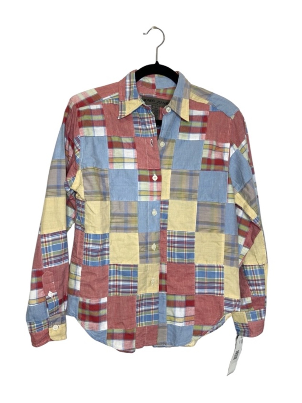 Vintage Jones Jeans patchwork plaid button up Top size P